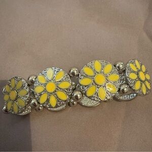 Yellow Floral Silver Bracelet